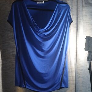 Blue Cowl Neck Top